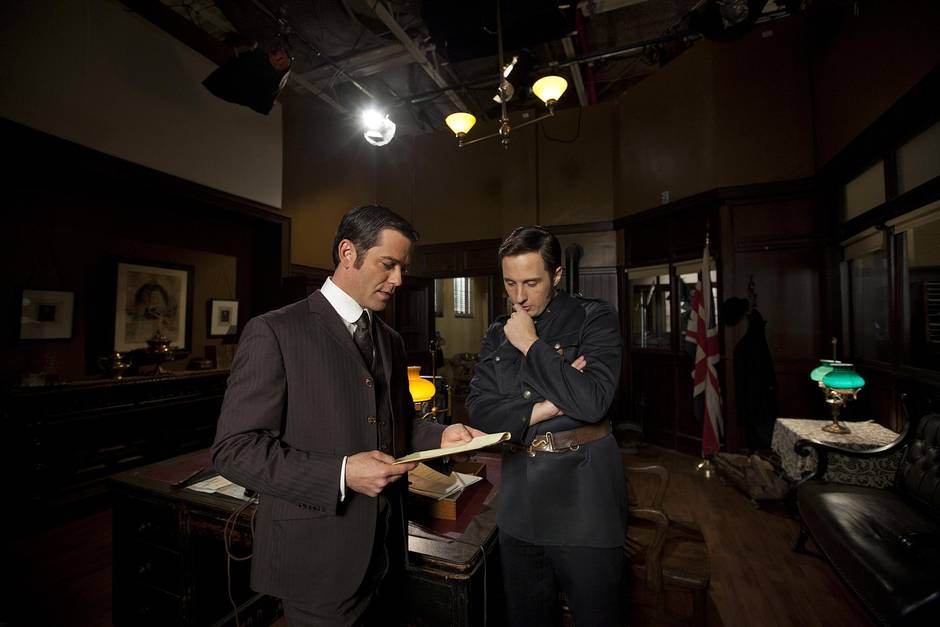 Murdoch Mysteries, starring Yannick Bisson, left, and Jonny Harris, produced by CBC was funded $462,634 by Canada Media Fund in 2014-15 year. (Deborah Baic/The Globe and Mail)